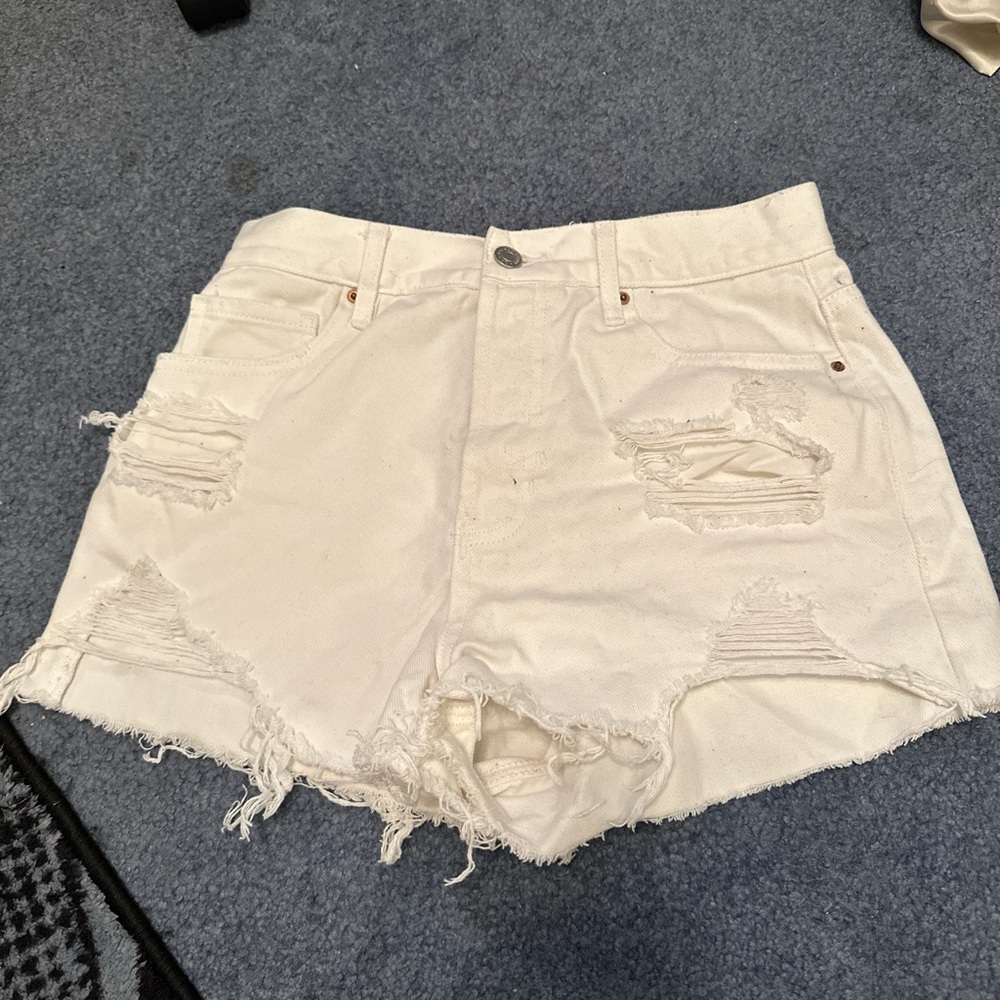 PacSun White Distressed Jean Shorts